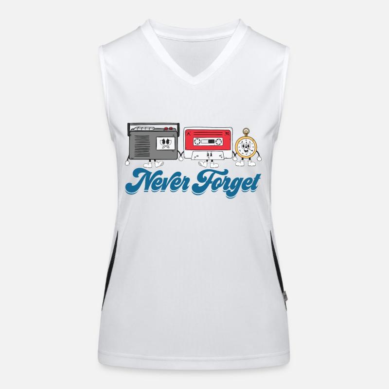 Never Forget Cassette Tape VHS Floppy Disk 90s Women's Functional Contrast Tank Top