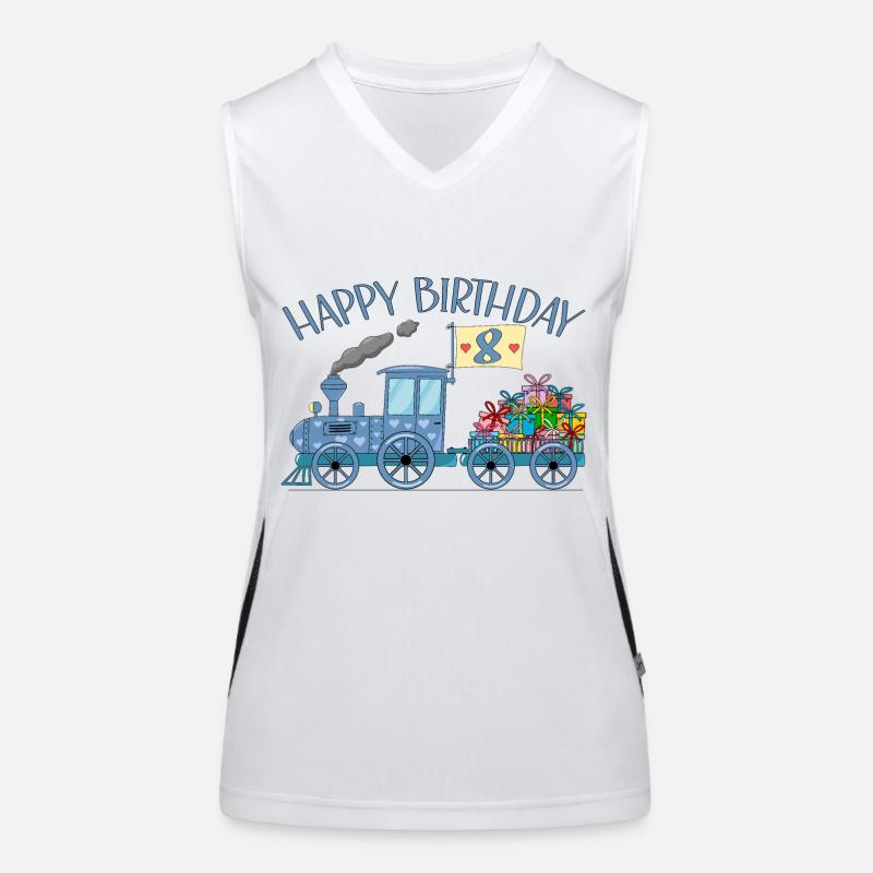 Kinderzug Eisenbahn Happy Birthday 8 Funktionelles Kontrast-Tank Top für Frauen