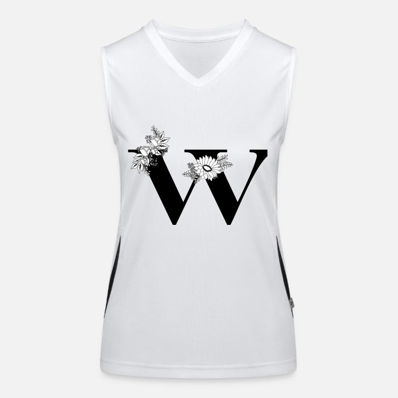 Buchstabe w Blumen schwarz und weiß Funktionelles Kontrast-Tank Top für Frauen