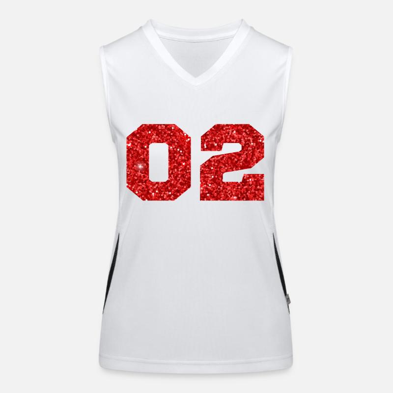 Number 2 Red Glitter -2nd Anniversary Women's Functional Contrast Tank Top