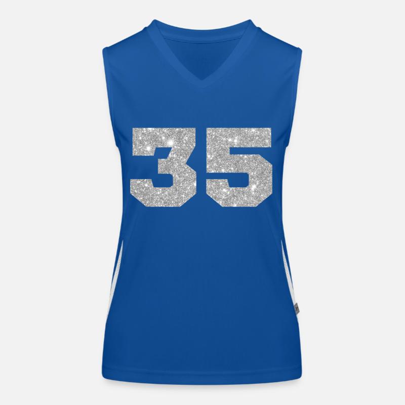 Nummer 35 Silberner Glitzer - 35. Jubiläum Funktionelles Kontrast-Tank Top für Frauen