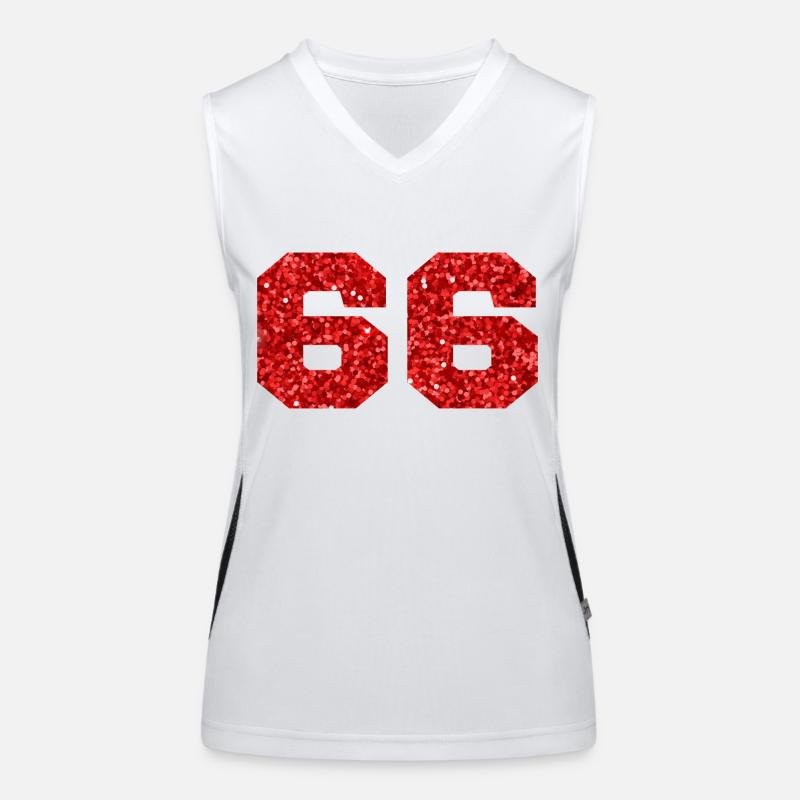 Nummer 66 Roter Glitzer - 66. Geburtstag Funktionelles Kontrast-Tank Top für Frauen