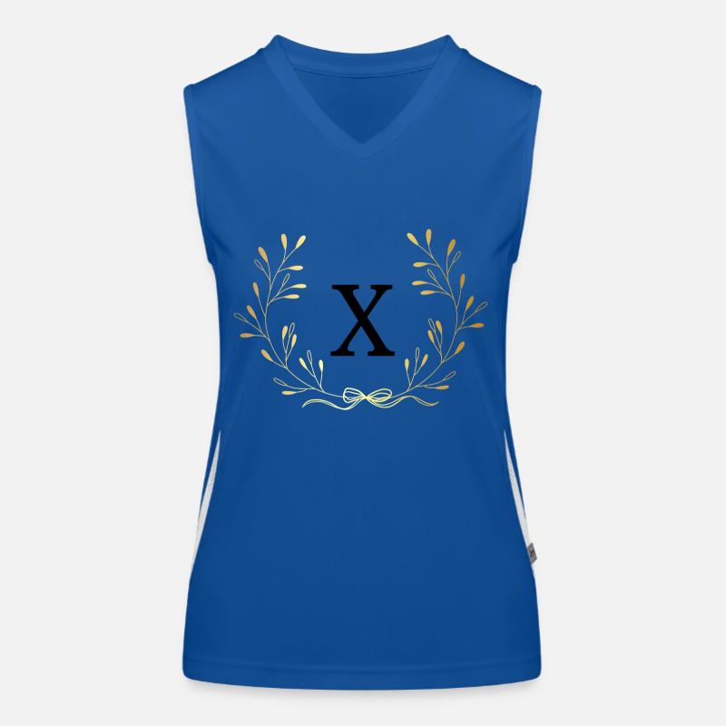 Buchstabe x Goldene Blumenkrone Funktionelles Kontrast-Tank Top für Frauen