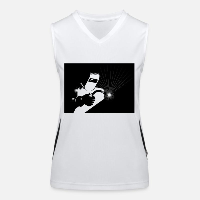 Schweisser bei der Arbeit Funktionelles Kontrast-Tank Top für Frauen