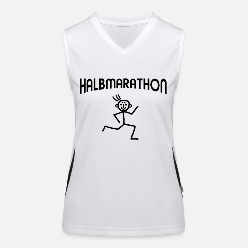 Halbmarathon Strichmännchen Funktionelles Kontrast-Tank Top für Frauen