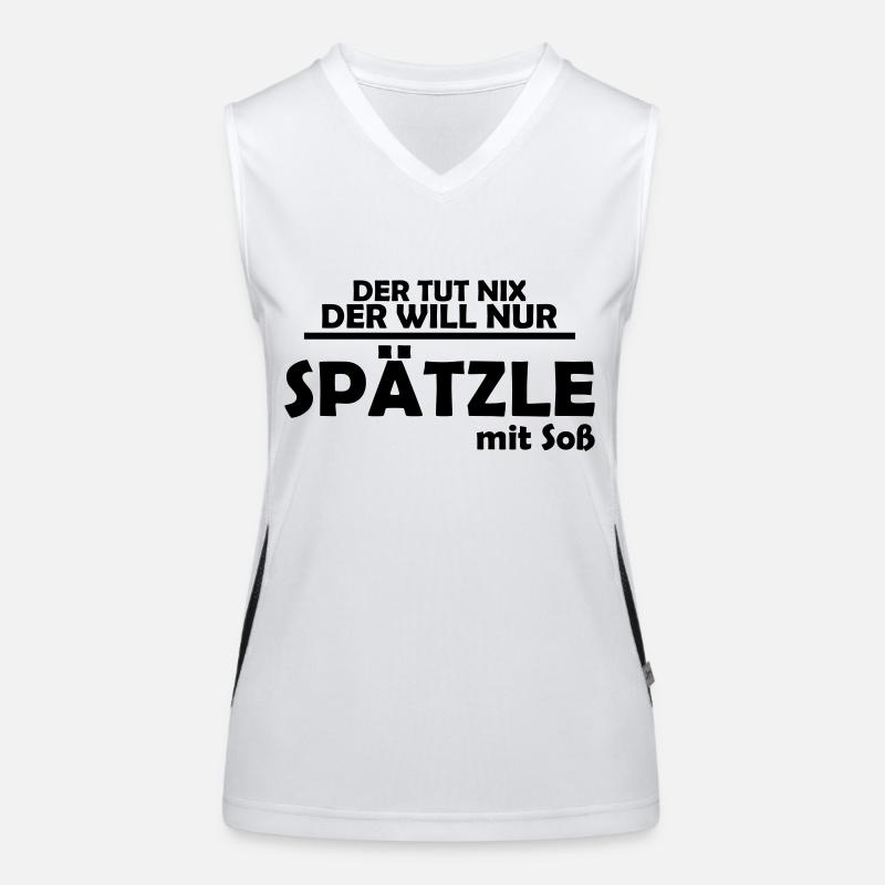 der tut nix, der will nur spätzle mit soß Funktionelles Kontrast-Tank Top für Frauen