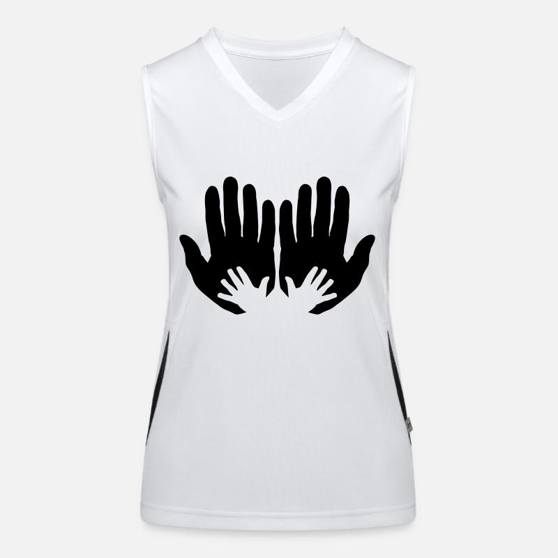 Öffnen Sie die Hände der Eltern mit den Händen der Kinder Funktionelles Kontrast-Tank Top für Frauen