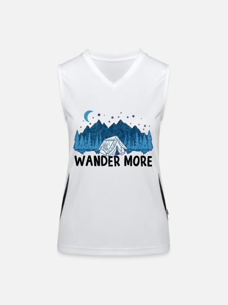 Wandern Campen Camping Outdoor Wandertour Wanderer - Funktionelles Kontrast-Tank Top für Frauen - Weiß/Schwarz - Vorne