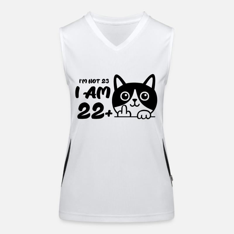 I'm Not 23, I Am 22 Plus 1 Middle Finger Cat Flip Women's Functional Contrast Tank Top