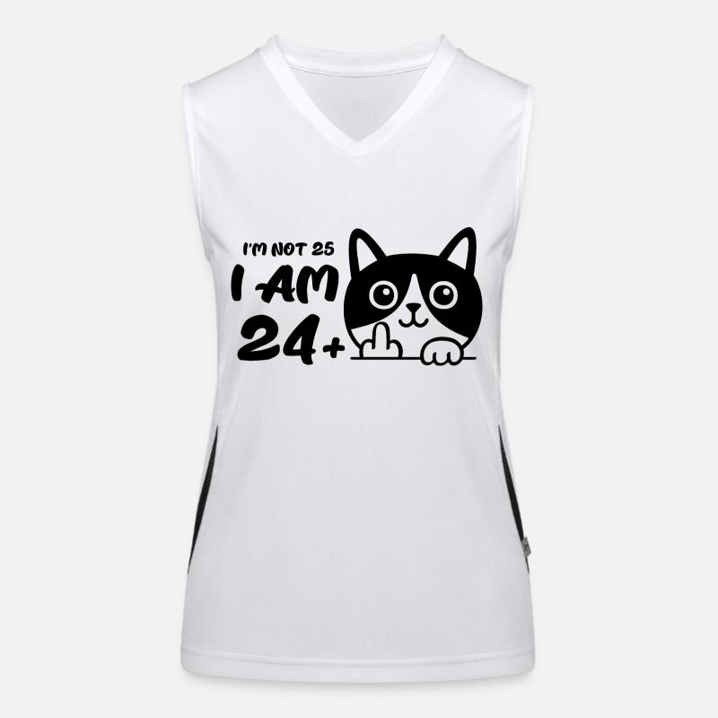 I'm Not 25, I Am 24 Plus 1 Middle Finger Cat Flip Women's Functional Contrast Tank Top