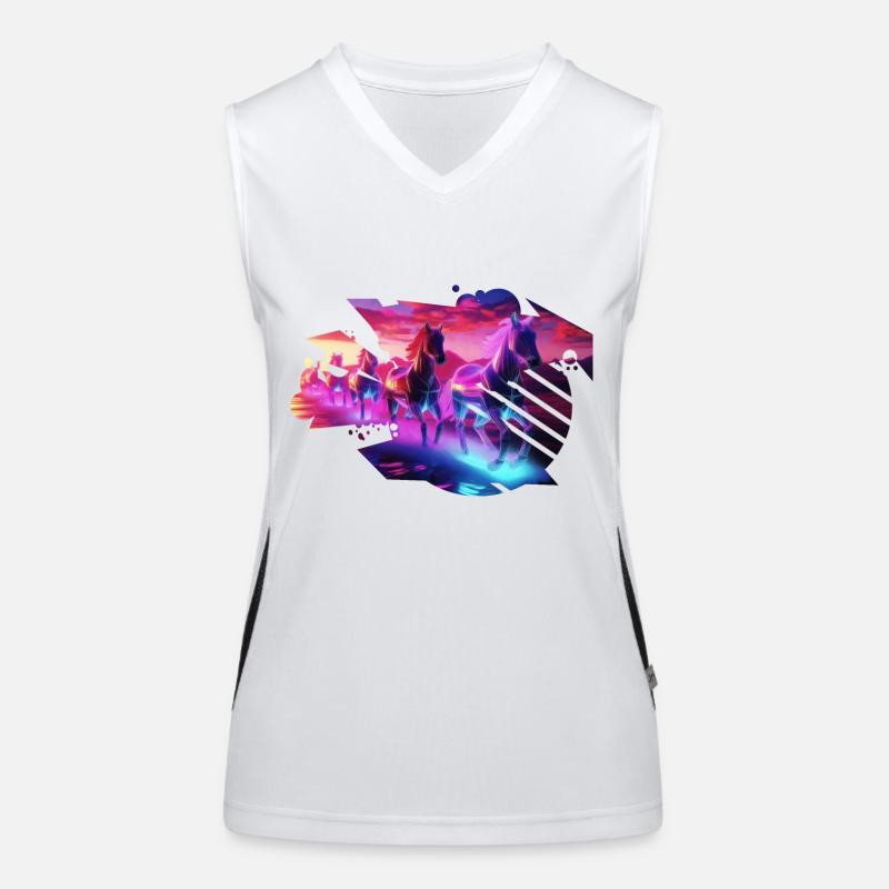 Elektrische Herde - Synthwave Horses Funktionelles Kontrast-Tank Top für Frauen