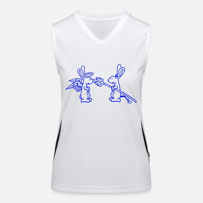 Rabbit Angel Conscience Devil Demon Evil Satan Hell Women's Functional Contrast Tank Top