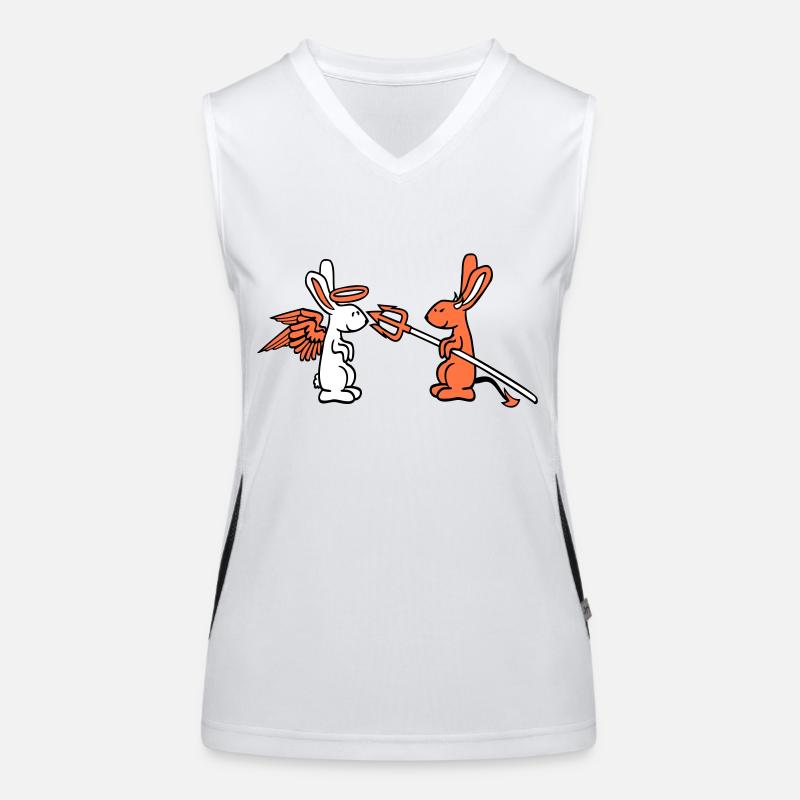 Rabbit Angel Conscience Devil Demon Evil Satan Hell Women's Functional Contrast Tank Top