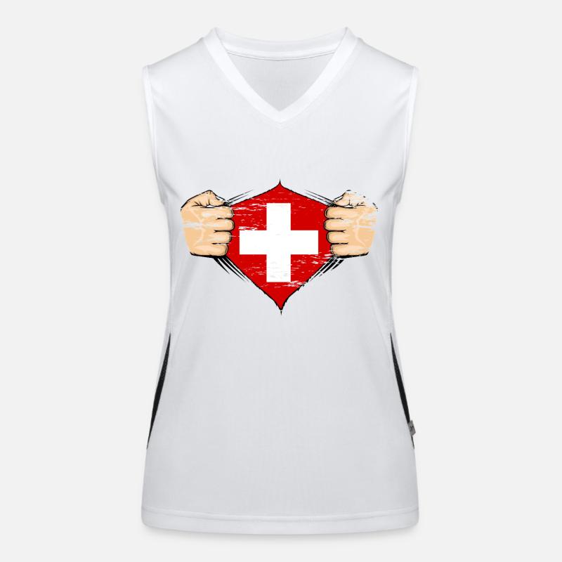 Drapeau suisse utilisé Débardeur respirant contrasté Femme