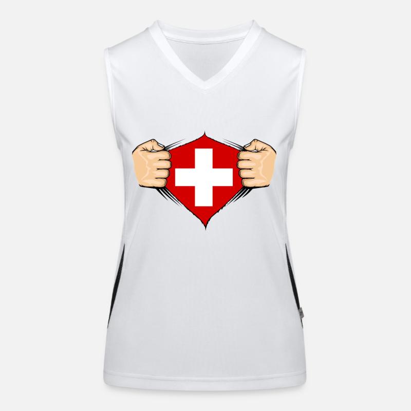 Conception du drapeau suisse Débardeur respirant contrasté Femme
