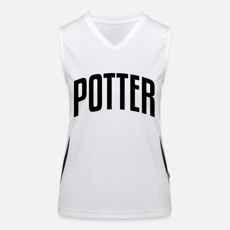 potter stylish arched text logo copy Women's Functional Contrast Tank Top