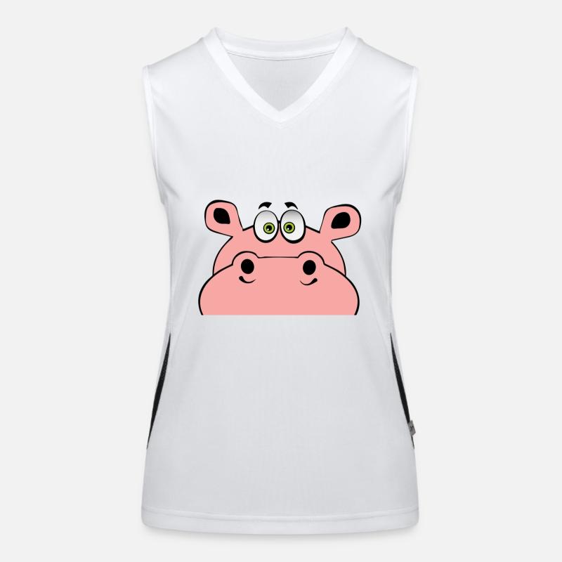 kukuck hello ups hippo hippo cute gift Women's Functional Contrast Tank Top