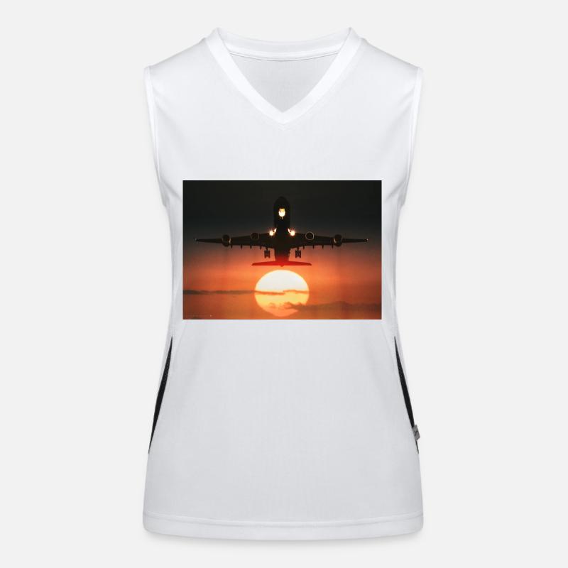 Plane taking off Women's Functional Contrast Tank Top