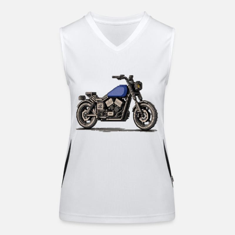 Chopper comme moto vintage dans le pixel art Débardeur respirant contrasté Femme