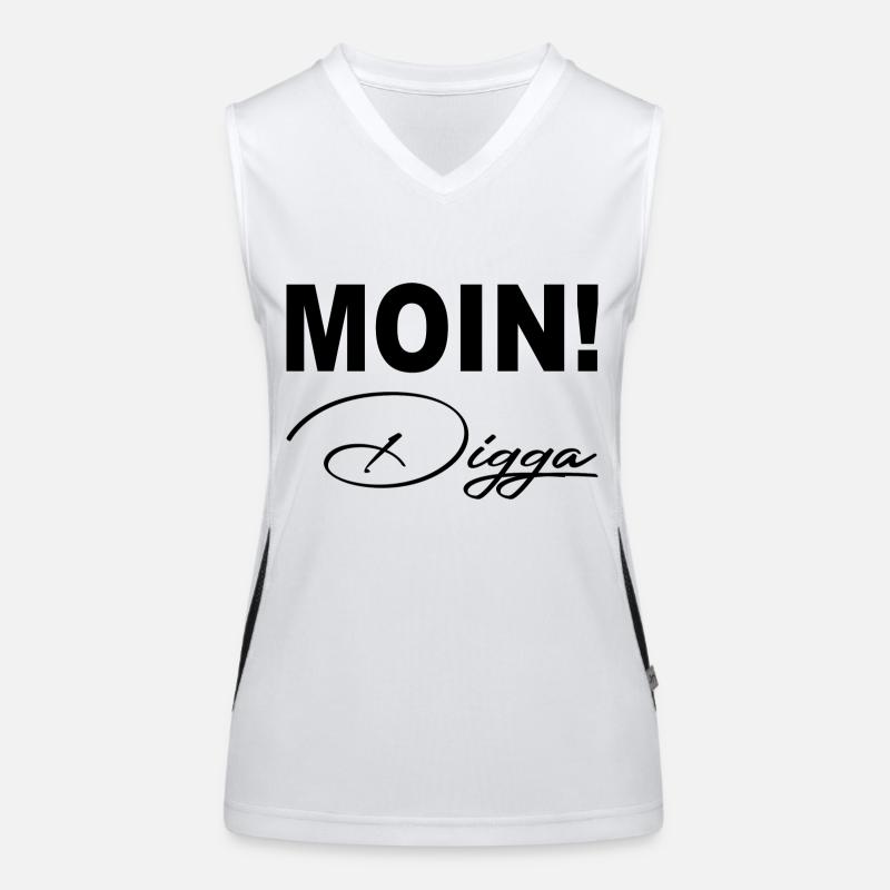 Moin Digga Spruch Funktionelles Kontrast-Tank Top für Frauen