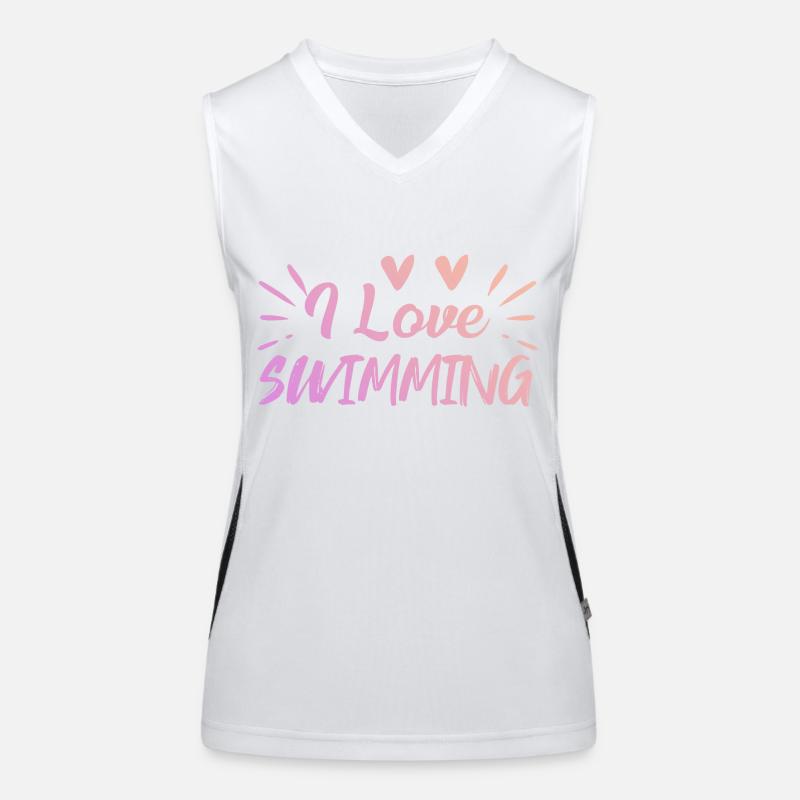Ich liebe Schwimmen Funktionelles Kontrast-Tank Top für Frauen