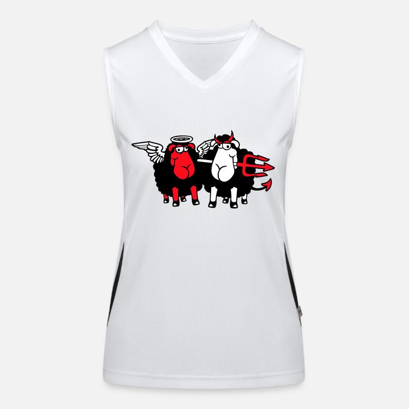 2 Sheep Angel Devil Satan Hell Evil Heaven Good Women's Functional Contrast Tank Top