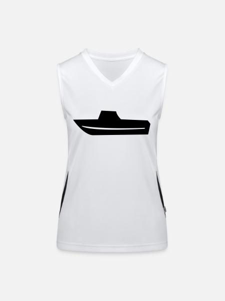 Motorboat Fishing boat Boat Captain - Women's Functional Contrast Tank Top - white/black - Front
