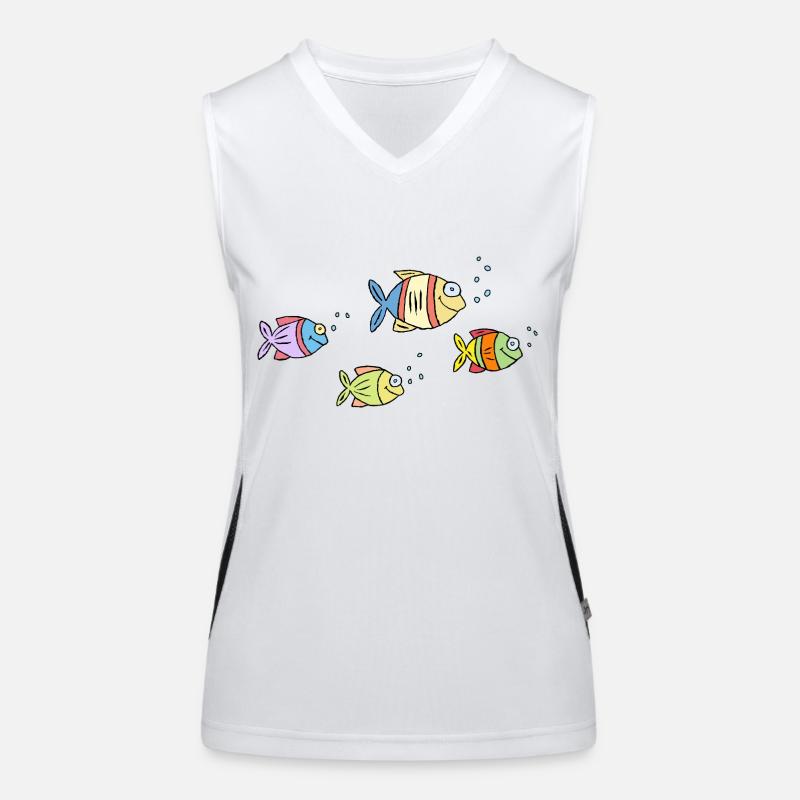 Fische Buntbarsche Wasser Meer Graffiti Zeichnung Funktionelles Kontrast-Tank Top für Frauen