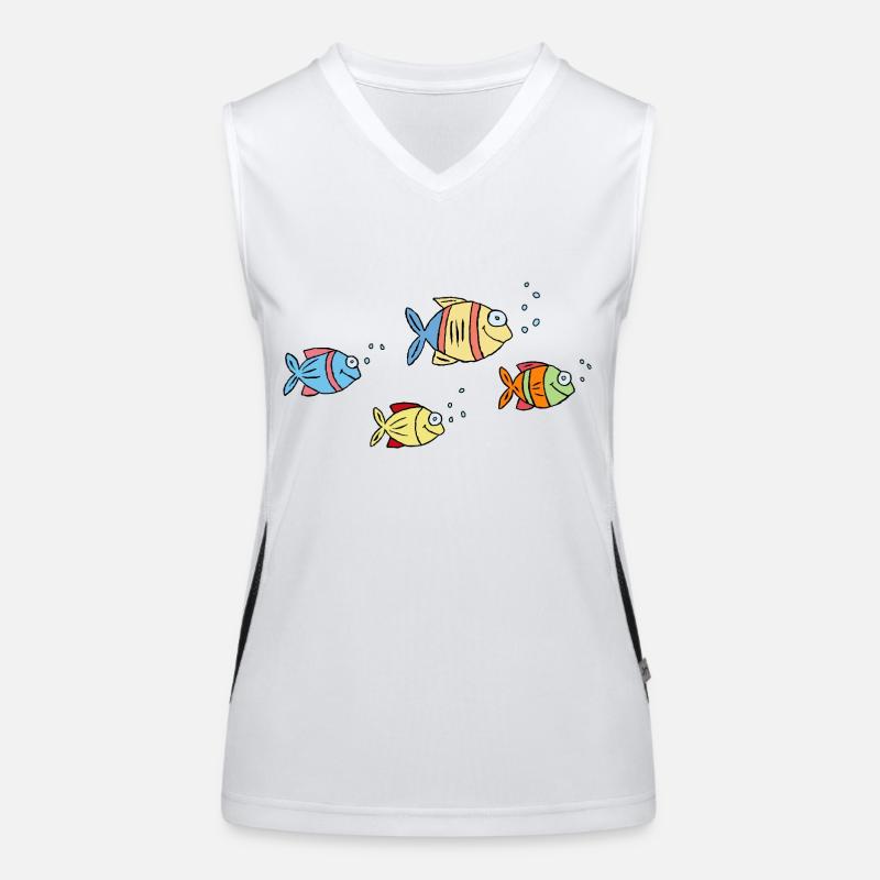 Poisson Cichlide Eau Mer Graffiti Dessin Débardeur respirant contrasté Femme