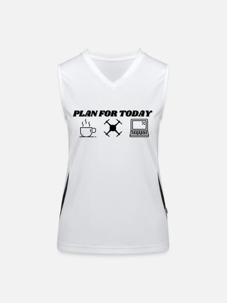 Plan for today -coffee, drone and edit - Funktionelles Kontrast-Tank Top für Frauen - Weiß/Schwarz - Vorne