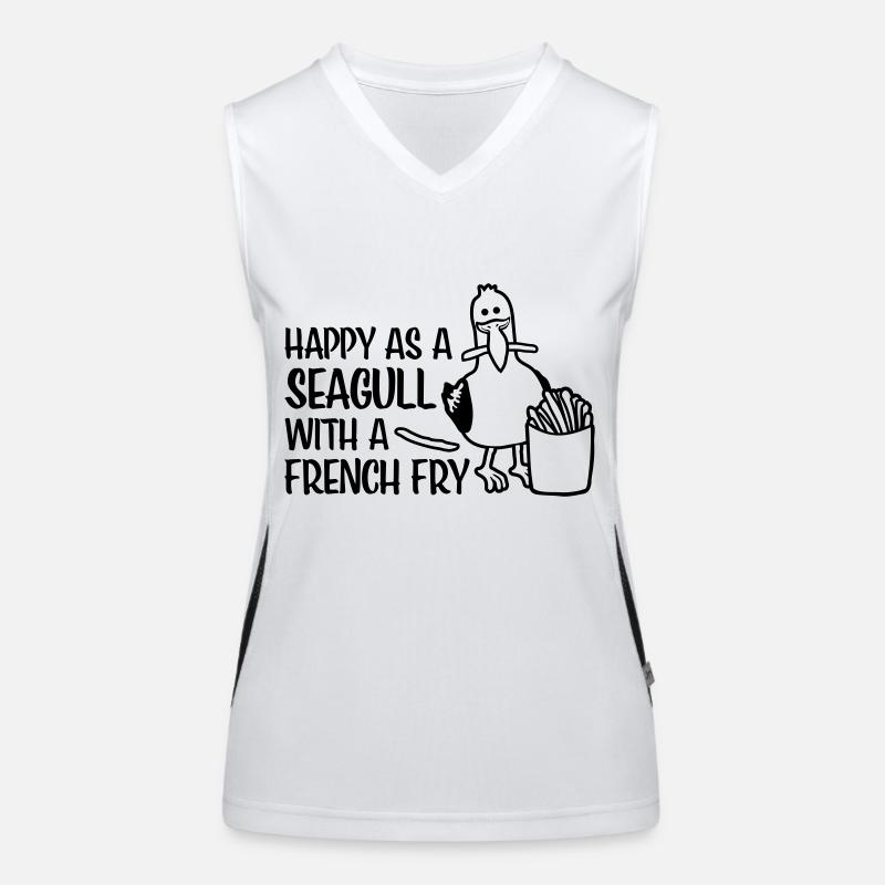 Français Fry Happy Seagull Débardeur respirant contrasté Femme