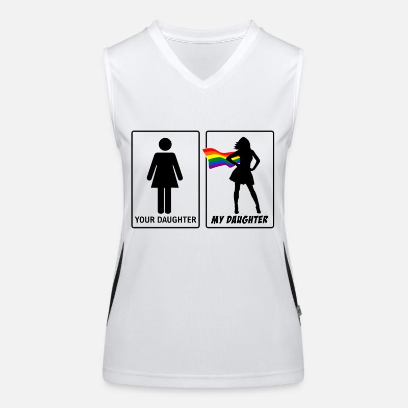 Fille lesbienne Mère Père LGBT Lesbienne CSD Débardeur respirant contrasté Femme