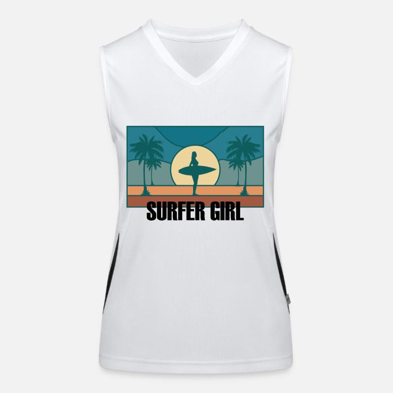 Surfer Girl Planche de surf Surfing Idée cadeau Débardeur respirant contrasté Femme