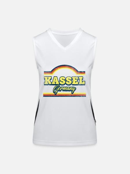 Kassel Germany City Font Vintage Retro - Women's Functional Contrast Tank Top - white/black - Front