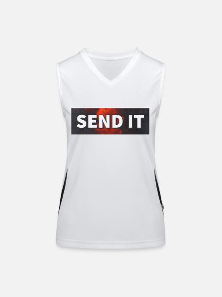 SEND IT Boxlogo - Funktionelles Kontrast-Tank Top für Frauen - Weiß/Schwarz - Vorne