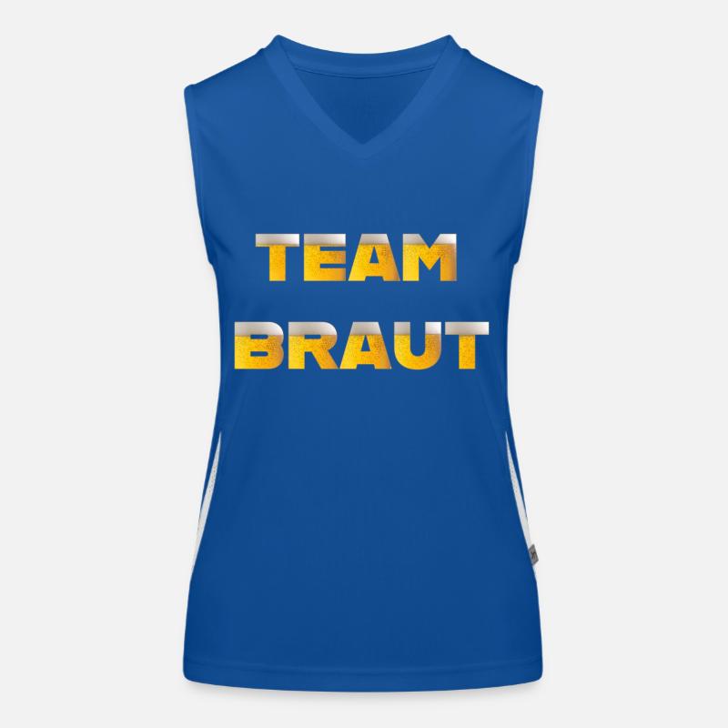 Team Braut mit Schriftzug Bier Funktionelles Kontrast-Tank Top für Frauen