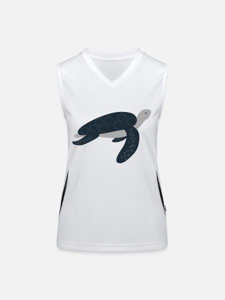 Cute Sea Turtle in blue - Women's Functional Contrast Tank Top - white/black - Front