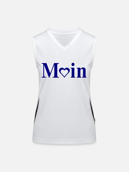Moin mit Herzchen - Funktionelles Kontrast-Tank Top für Frauen - Weiß/Schwarz - Vorne