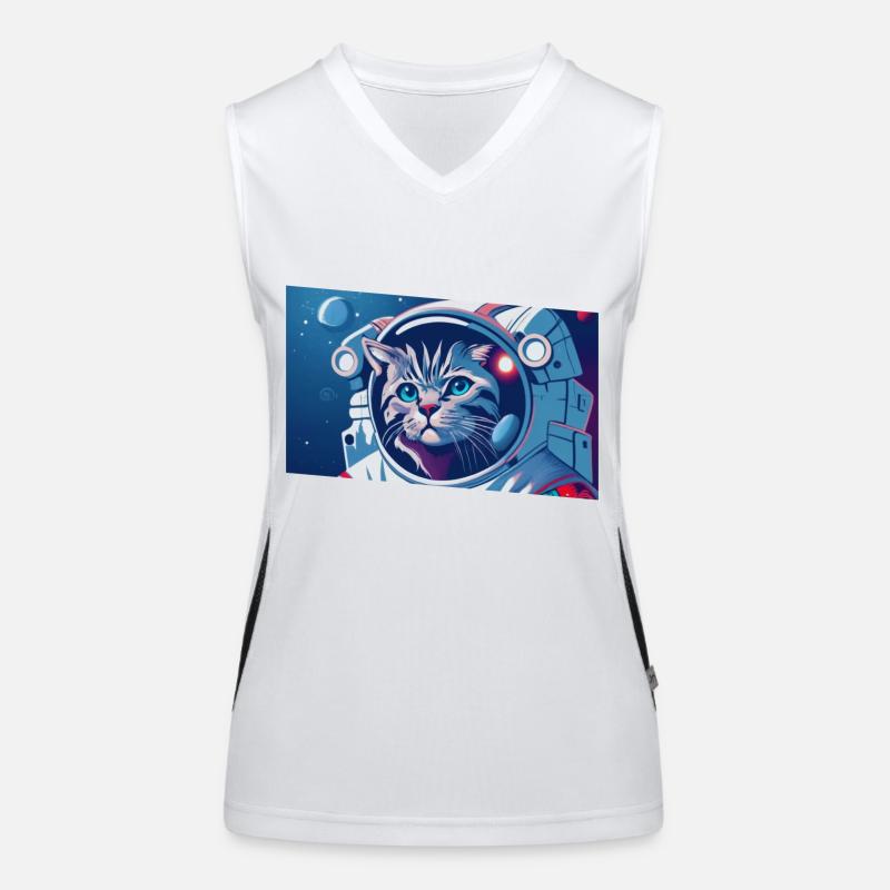 Astronaut cat in space Women's Functional Contrast Tank Top