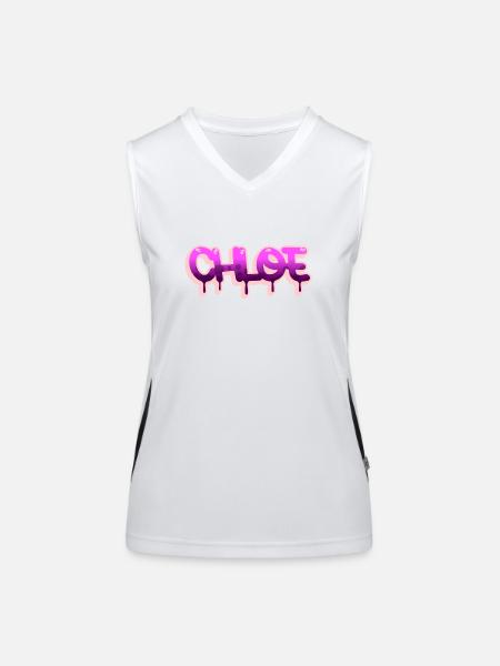 Graffiti-Name Chloe - Funktionelles Kontrast-Tank Top für Frauen - Weiß/Schwarz - Vorne