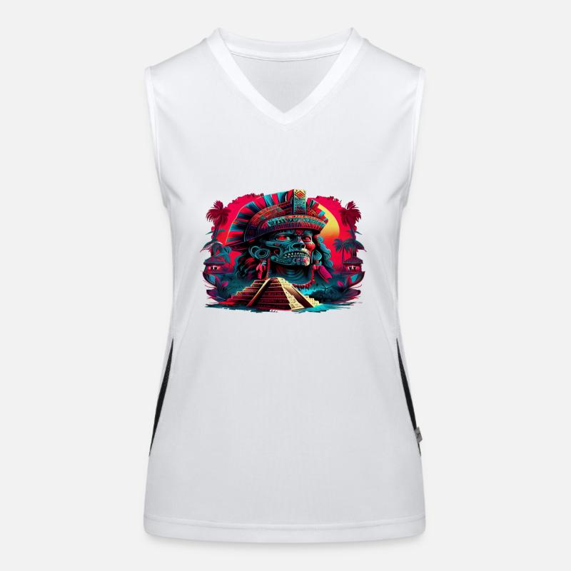 Aztec Warrior Fusion Comic Style Women's Functional Contrast Tank Top
