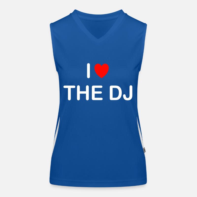 Techno I love the Dj Spruch Funktionelles Kontrast-Tank Top für Frauen