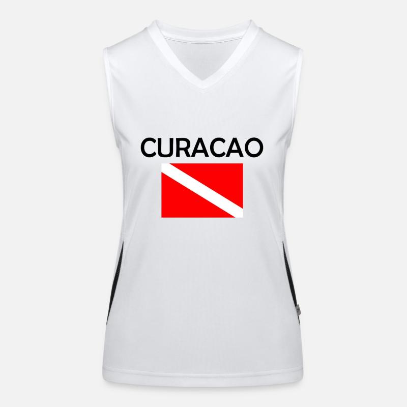 Curacao Diver Down Flag - Scuba - Diving - Tauchen Funktionelles Kontrast-Tank Top für Frauen