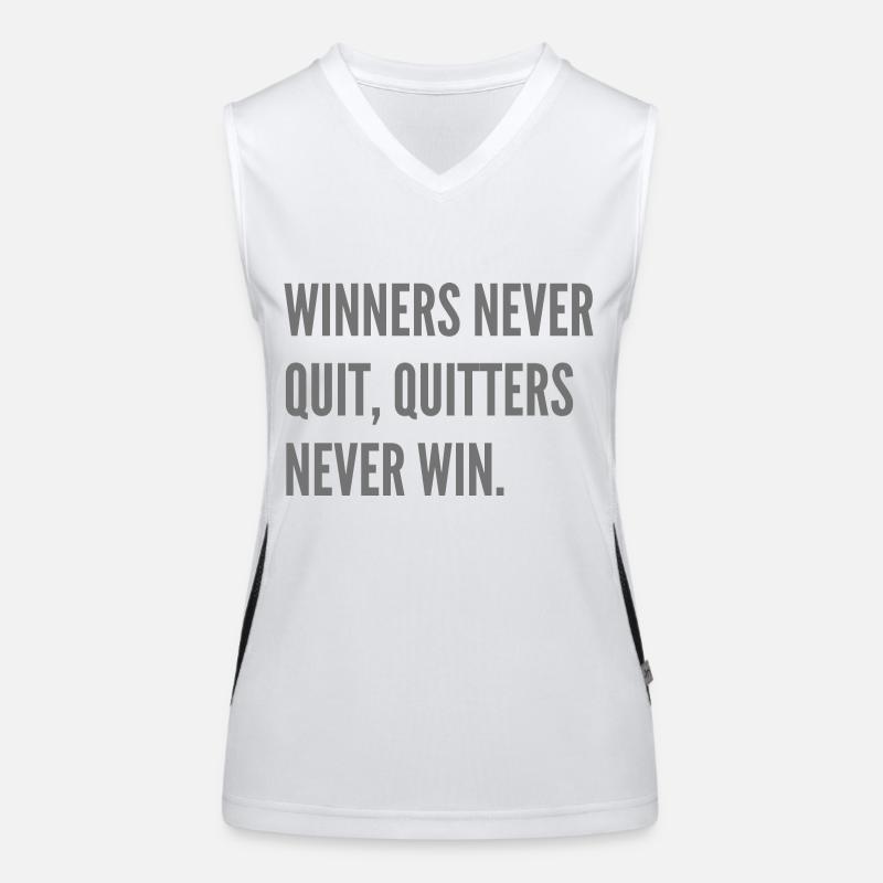 Winners never quit, quitters never win. Women's Functional Contrast Tank Top