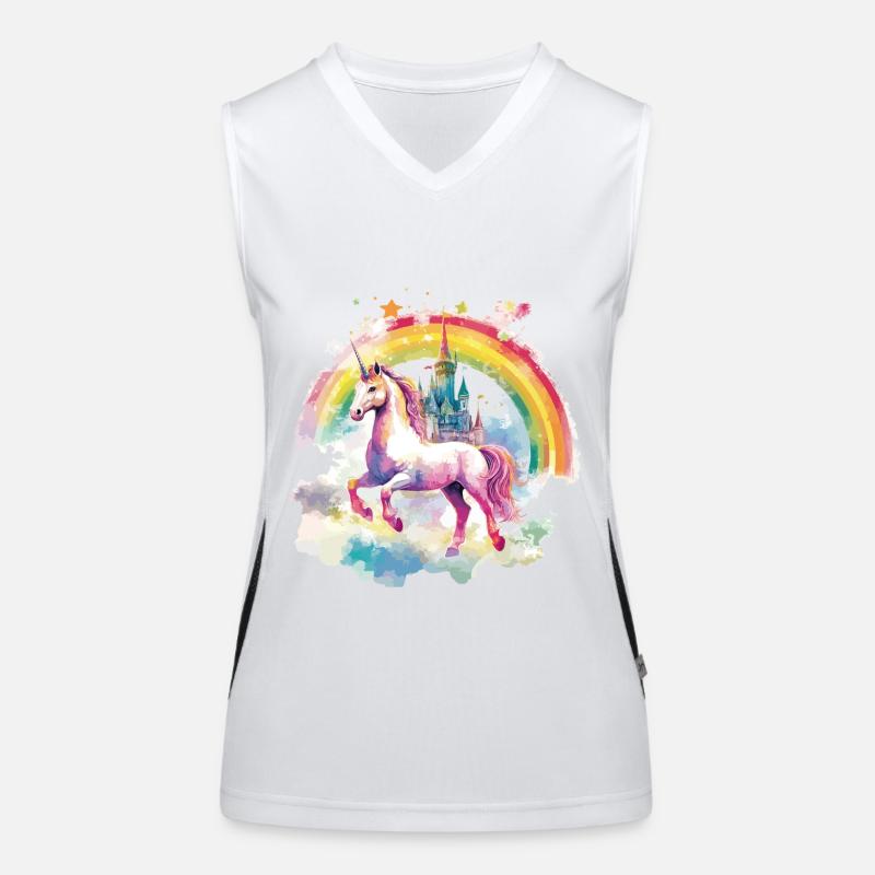 Unicorn Rainbow Castle Colorful Magic Fantasy Women's Functional Contrast Tank Top
