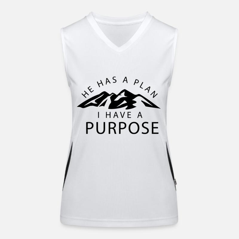 he has a plan I have a purpose Women's Functional Contrast Tank Top