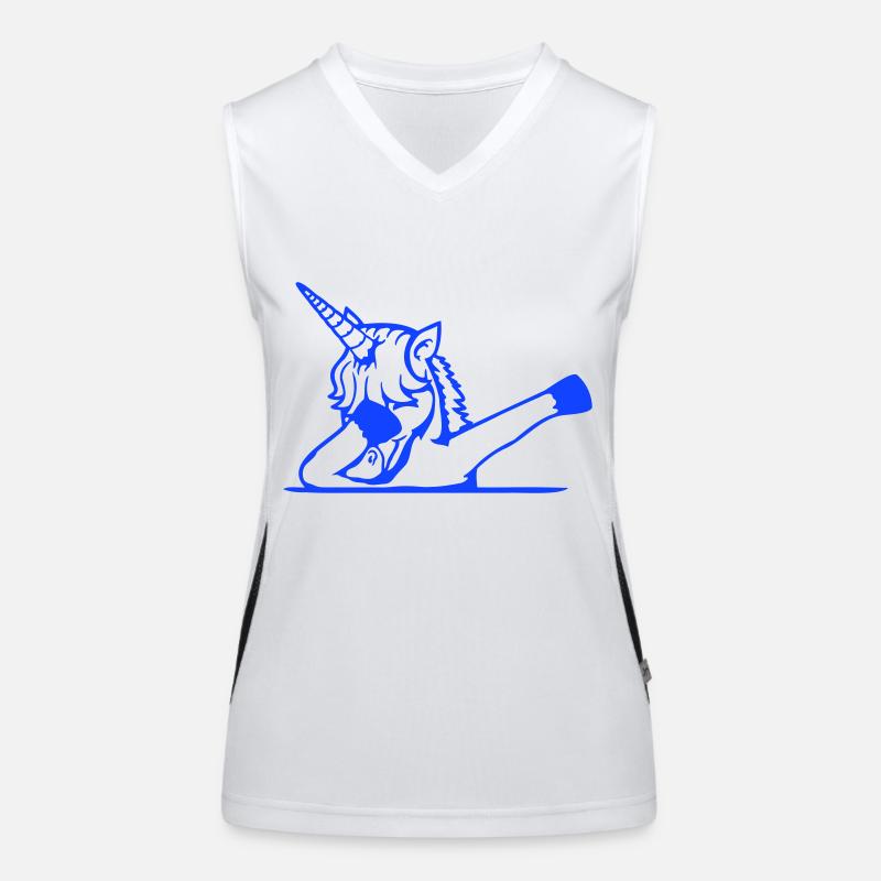 Einhorn Dabbing Dab Tanz Party Pose Geste Lustig Funktionelles Kontrast-Tank Top für Frauen