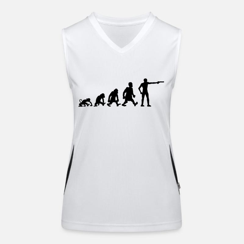 Zeichnen Evolution Spaß Sport Schießen Pistole Hum Funktionelles Kontrast-Tank Top für Frauen