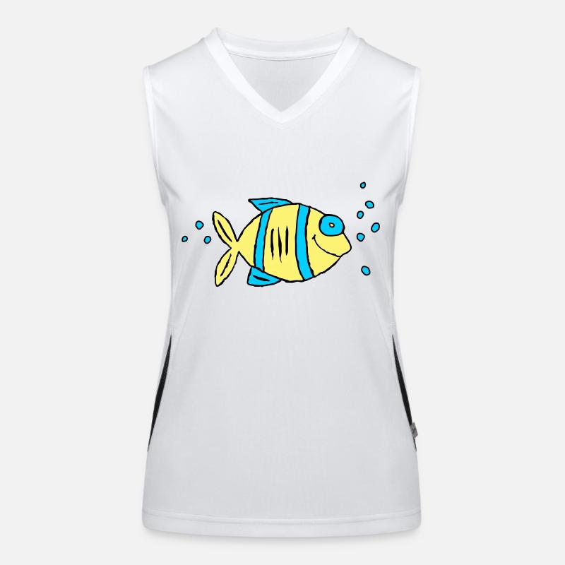 Poisson Cichlide Eau Mer Graffiti Dessin Débardeur respirant contrasté Femme