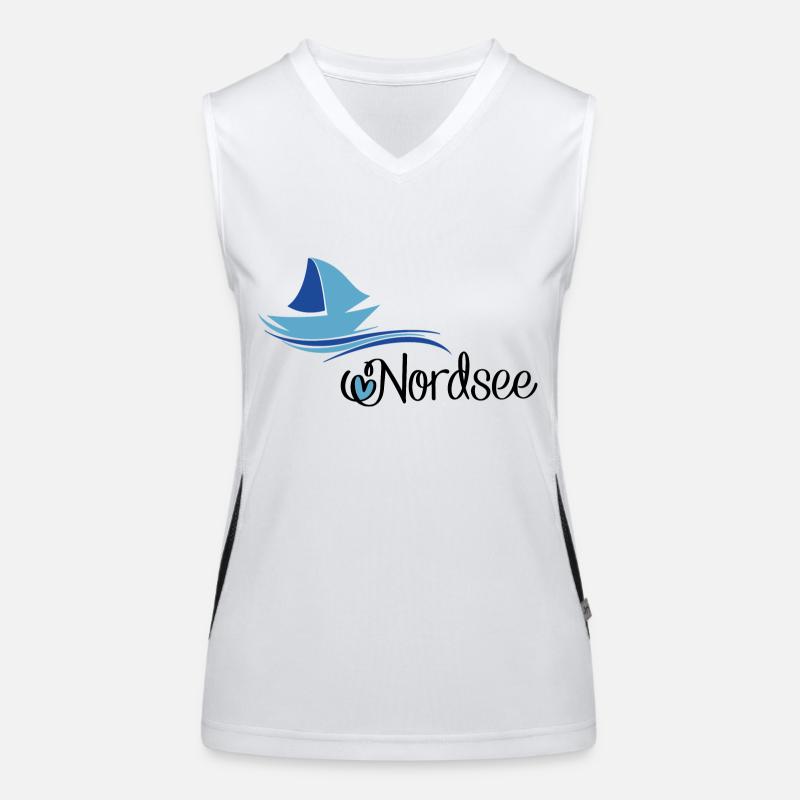 Conception de la mer du Nord avec voilier Débardeur respirant contrasté Femme
